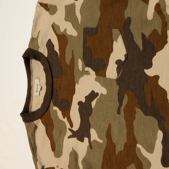 Madewell Womens Easy Crop Tee Size XXS Cottontail Camo Short Sleeve Pocket Crew - Picture 2 of 7
